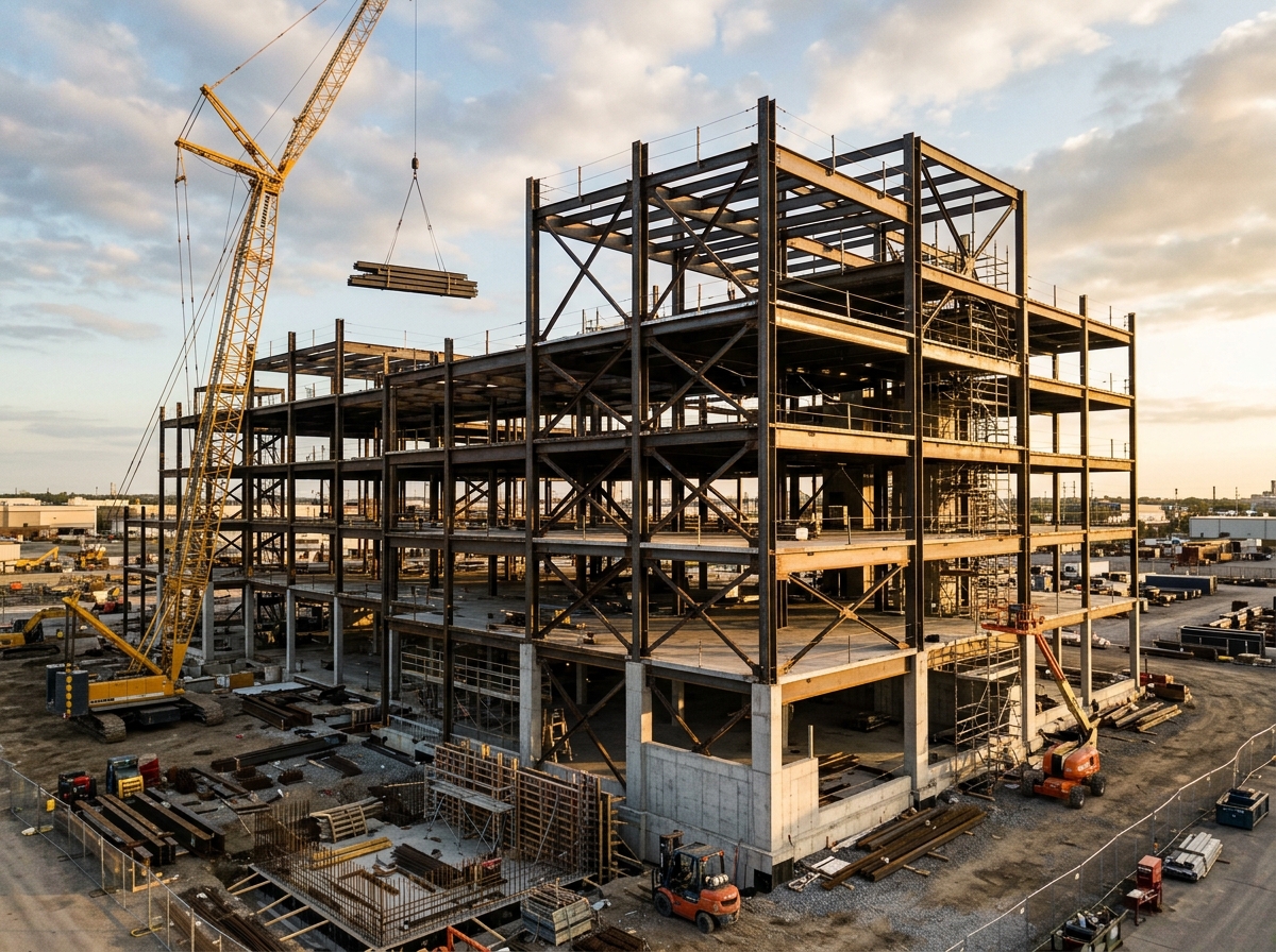 Estructura comercial en construcción